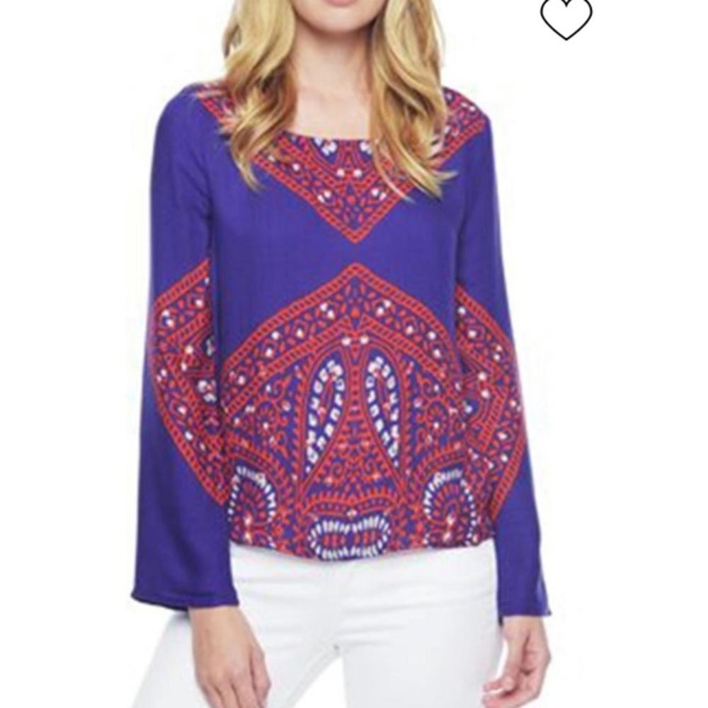 Ella Moss Moroccan Print Top Size Small